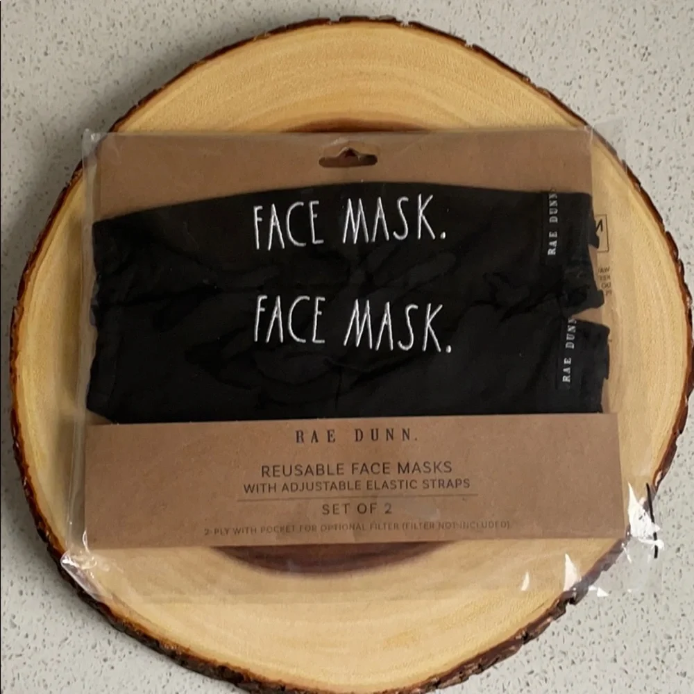 😷2x RAE DUNN EMBROIDERED FACE MASK REUSABLE WASHABLE